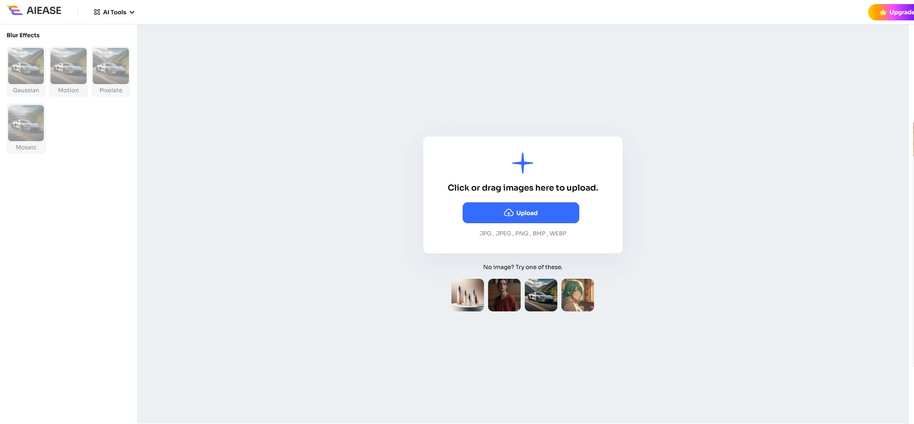 AI Ease-Photo Retouching tool interface