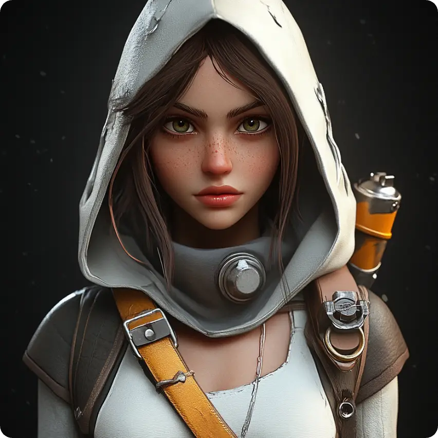 a cool character with 3d face generated by ai ease