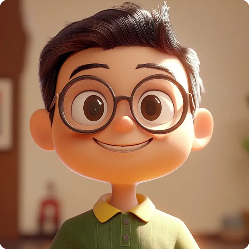a cute boy with 3d face make by ai image generator