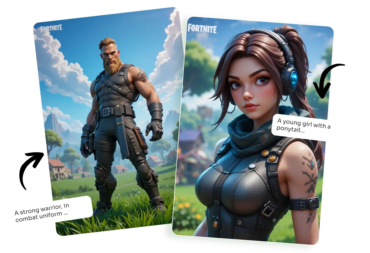 a fortnite man and a fortnite woman make by fortnite ai generator