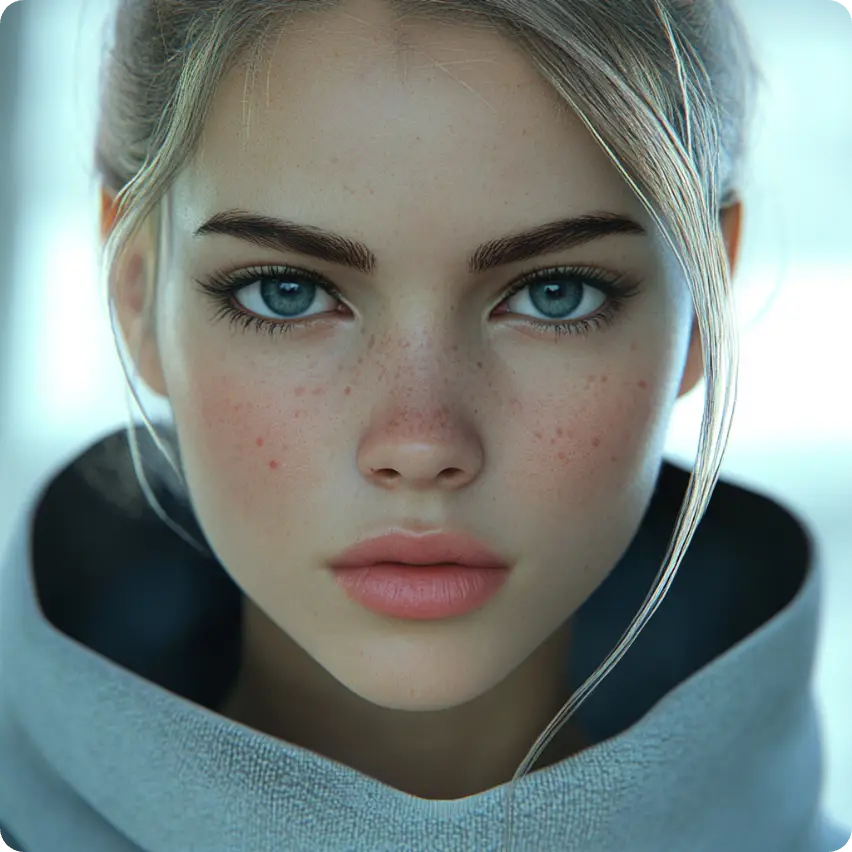 a woman photo with 3d face generated by ai ease