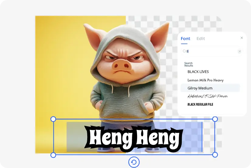 add text and choose font in ai ease