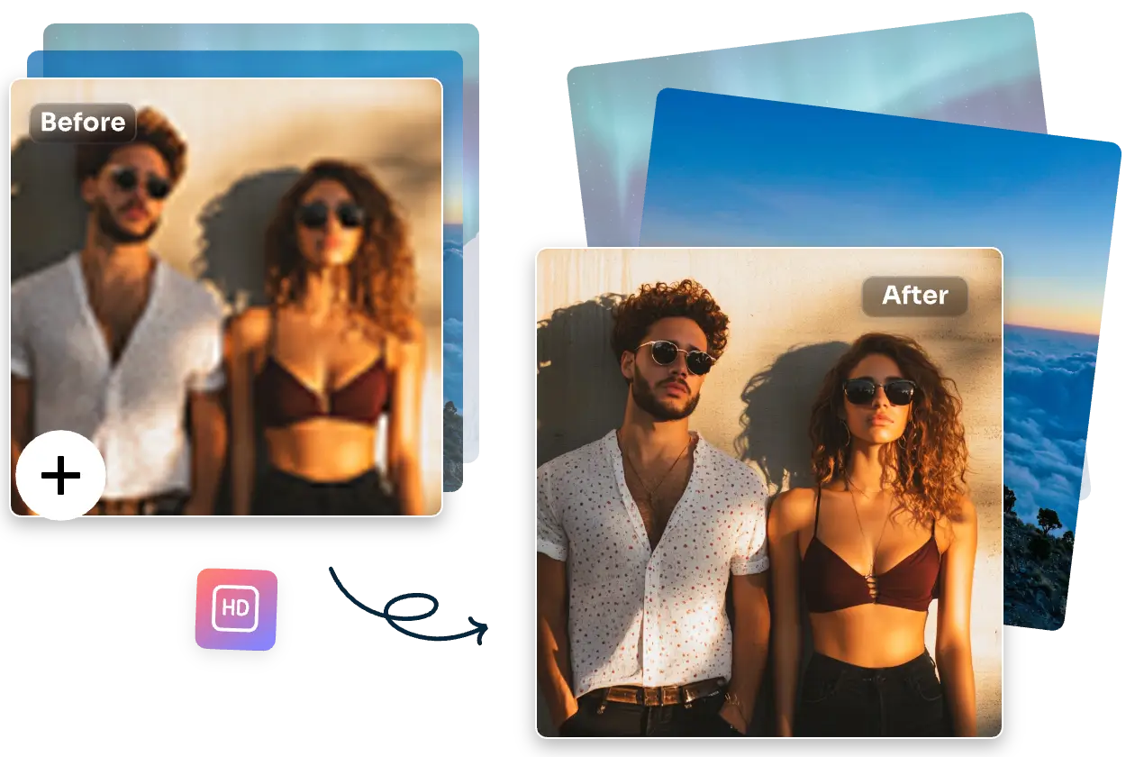 before and after contrast of batch photo editing of multiple images in aiease batch photo editor