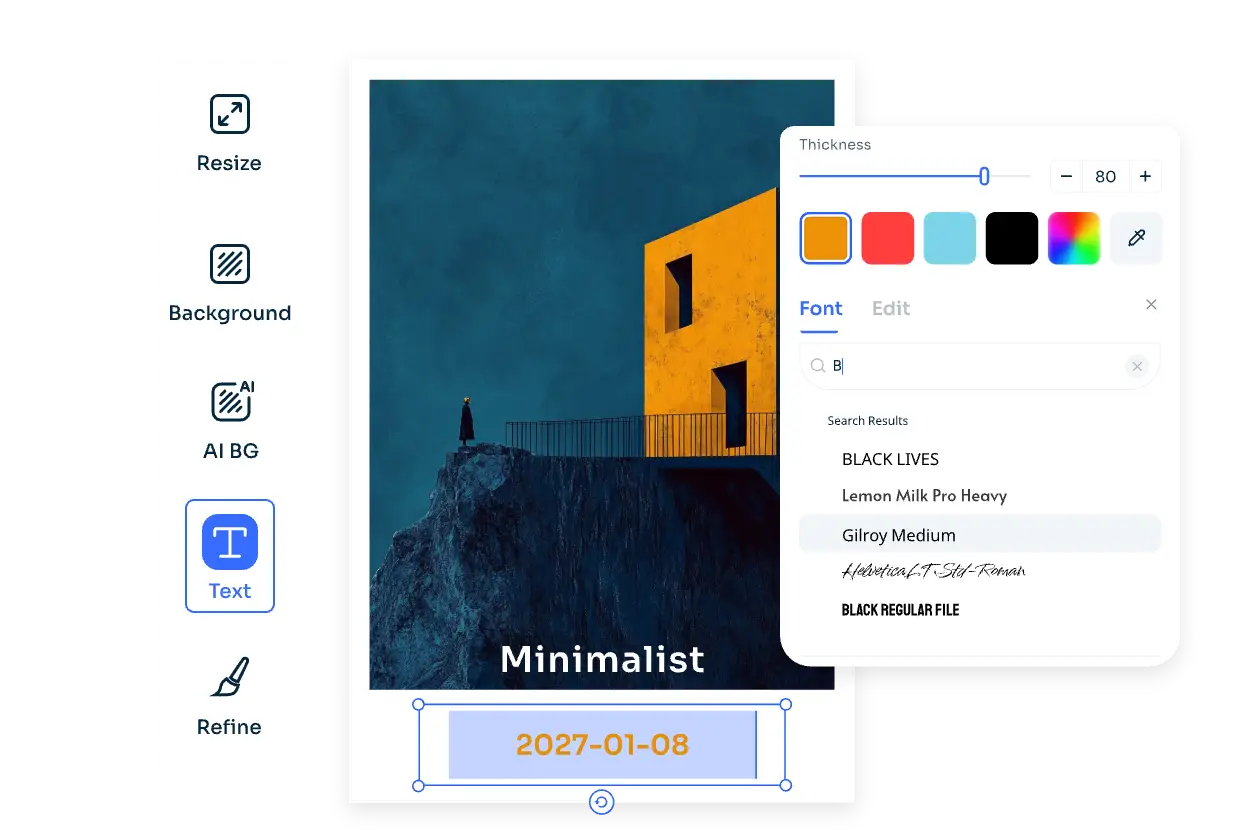choose the text color and font of a minimalist design poster image