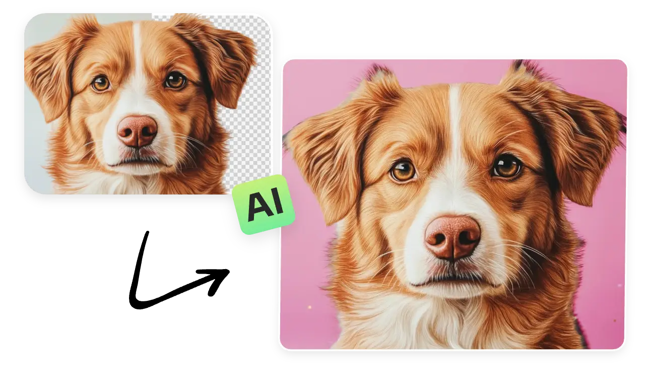 generate backgroud for a dog ai image by ai ease
