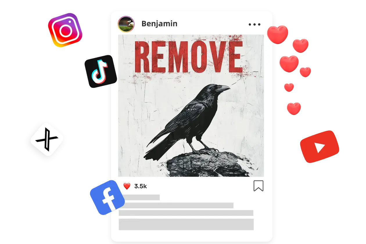 post a black and white bird image with text on social media