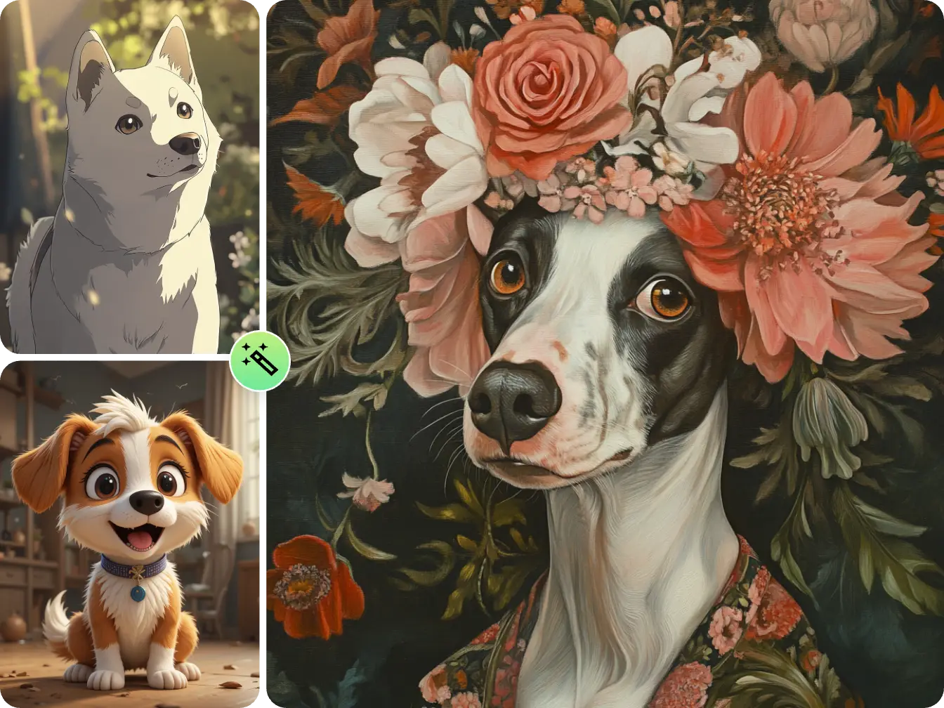 three dog ai images craeted by ai ease