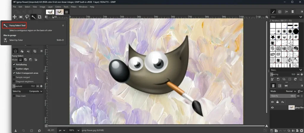 choose fuzzy select tool