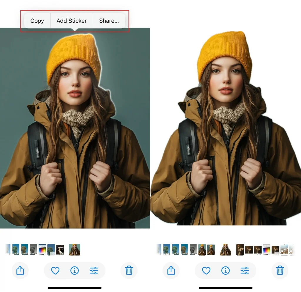 two images of how to remove image background on iphone