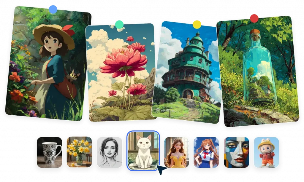 four ai images with same style in aiease image generator