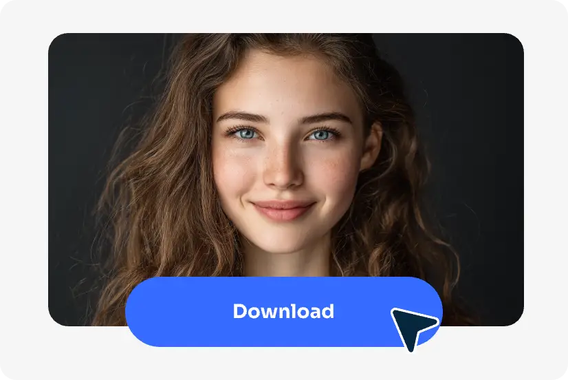 a download button to guide the user to export the enhanced face portrait