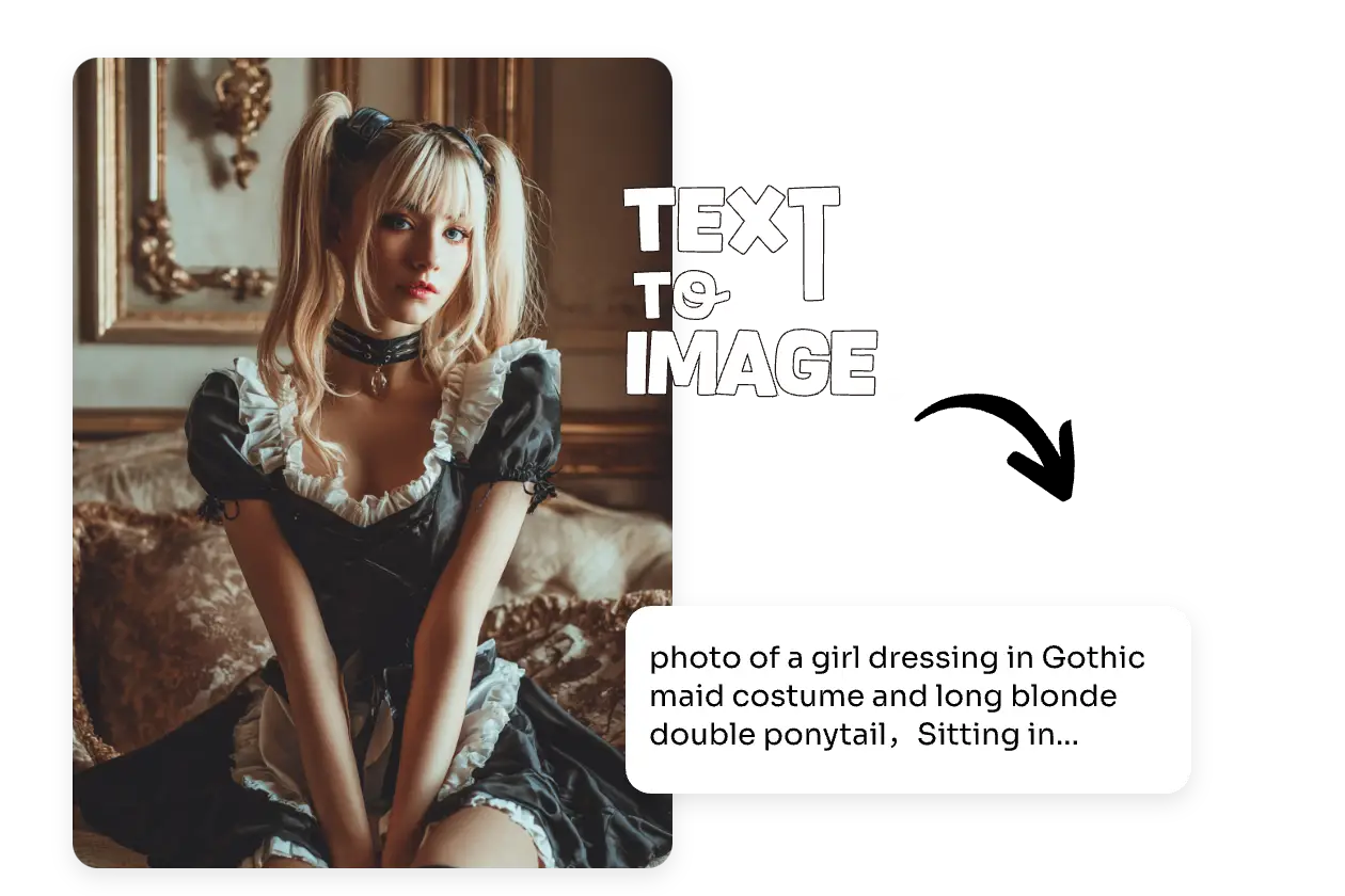 a girl with two blonde long ponytails and dressing maid outfit image generated by text prompts