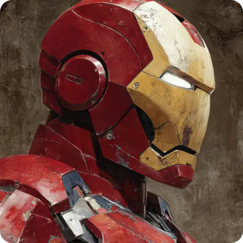 a portrait of iron man in realistic style created in ai ease marvel character generator