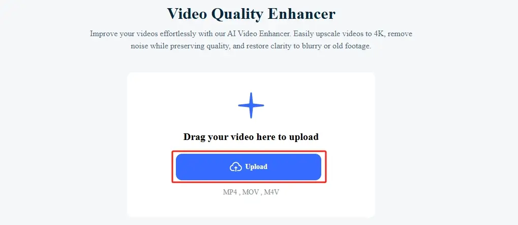 a screenshot of uploading your video to AI Ease’s video enhancer