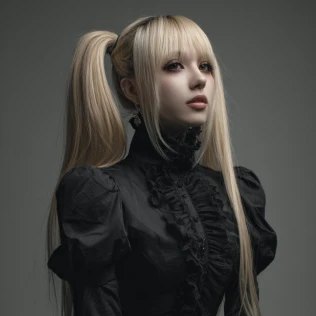 ai generated realistic girl with blonde ponytails and in a gothic dress image created by ai ease ai girl creator