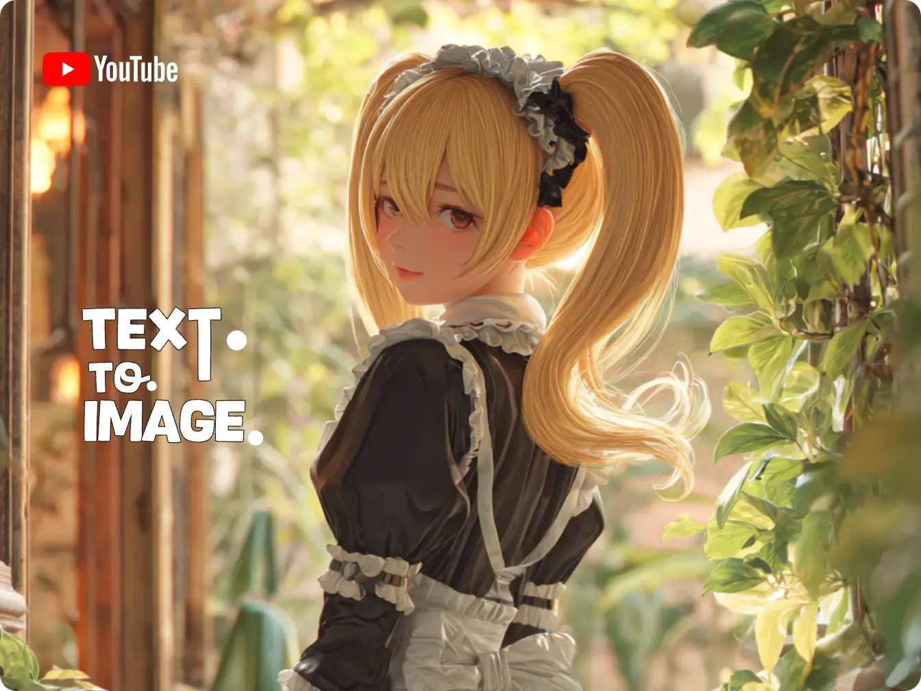 an ai generated vtuber character in anime style with two blonde ponytails and dressing maid outfit created by ai ease ai girl generator