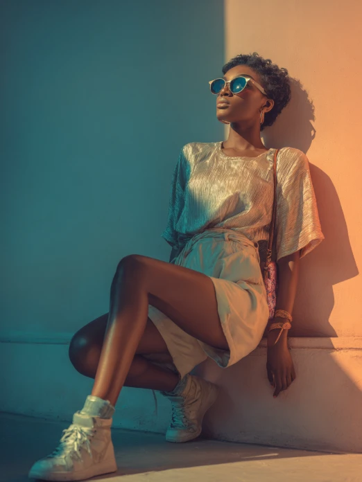 dark skinned ai female model showing elegant dress