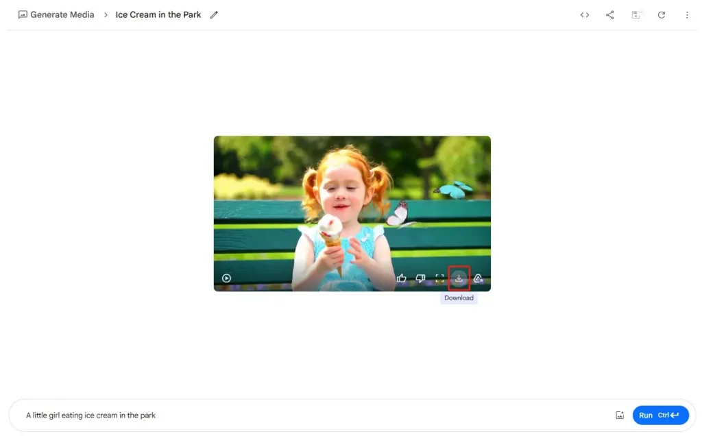 a screenshot of downloading your AI-generated video from Google Veo AI video generator