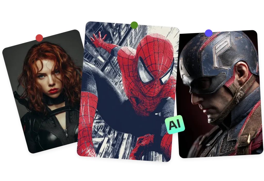 three realistic marvel hero characters generated by ai ease free marvel character generator