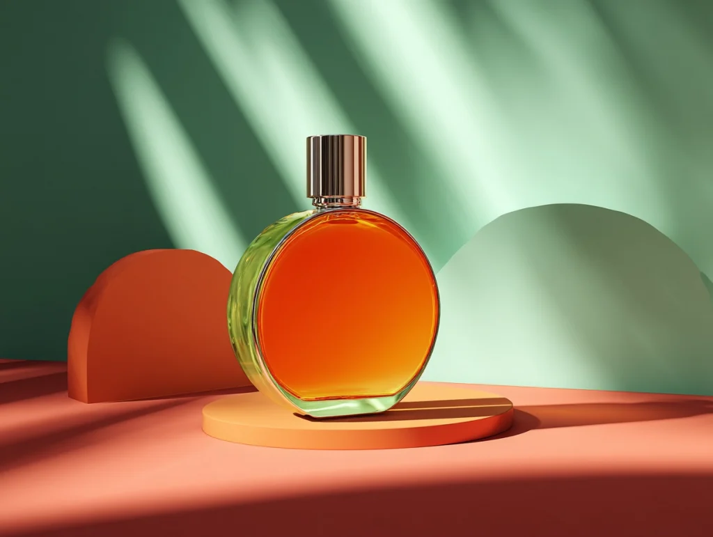 a perfume bottle on a display