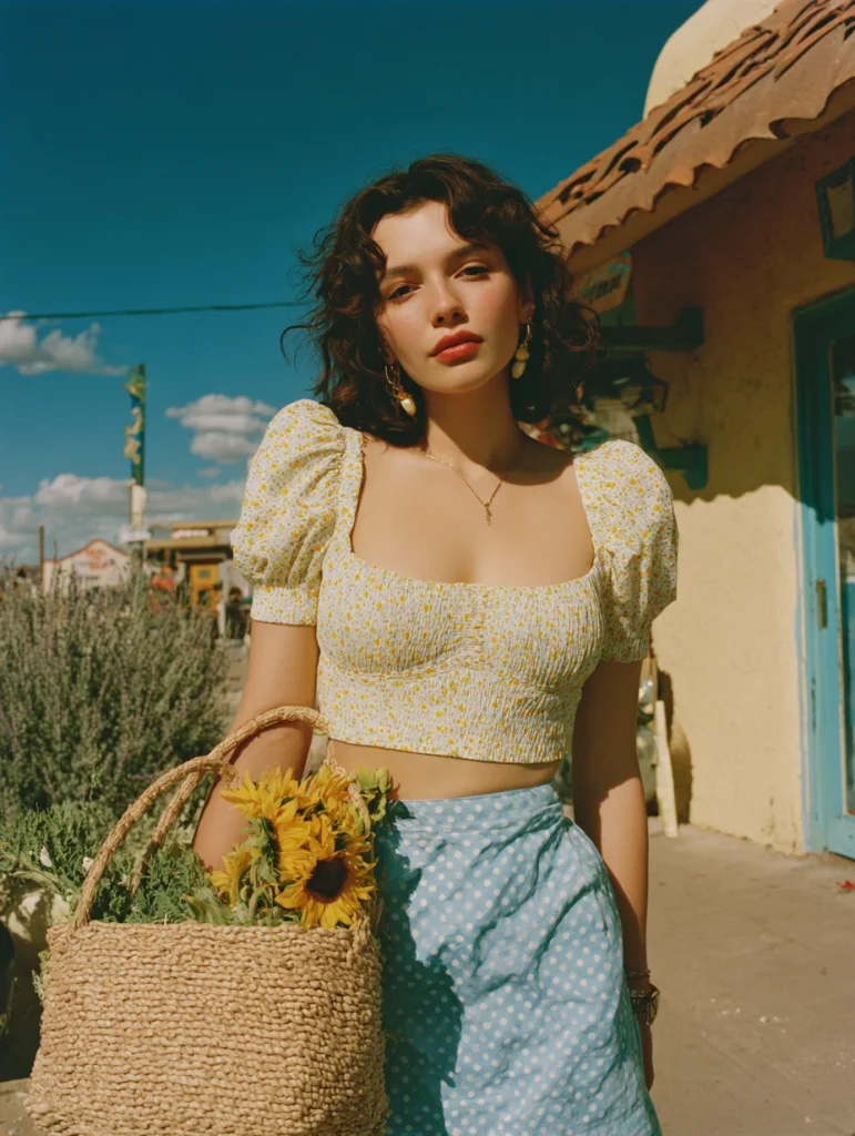 a young woman holding a flower basket