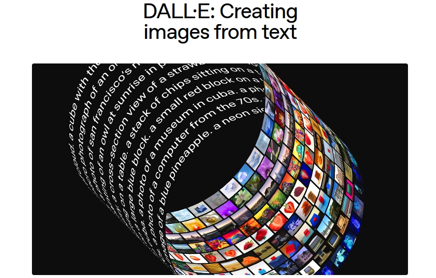 screenshot of dall e image generator interface