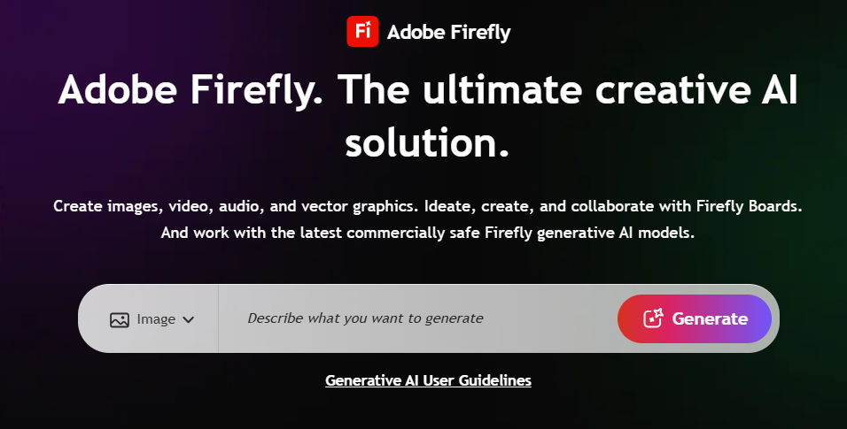 screenshot of the interface of adobe firefly ai photo generator