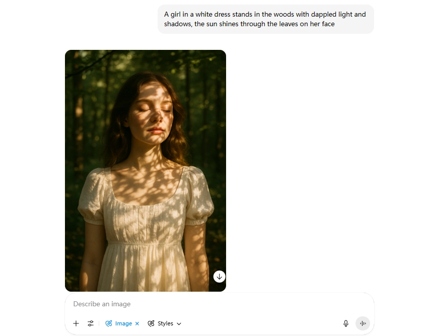 screenshot of using dell e in chat gpt to generate a girl