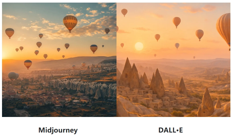the comparasion of two images generated by midjourney vs dall e